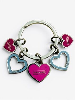 COACH Hearts Key Ring/ Bag Charm Pink
